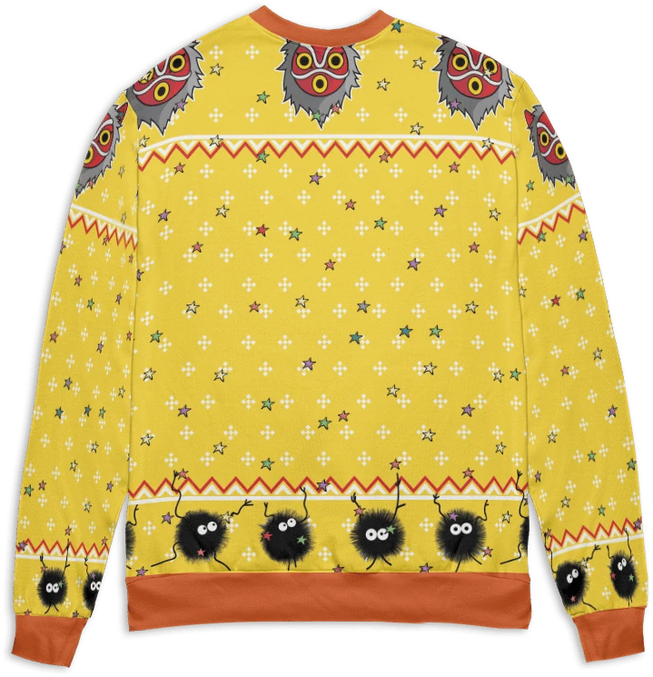 Totoro And No Face Riding Haku 3D Ugly Christmas Sweater 2 Totoro And No Face Riding Haku 3D Ugly Christmas Sweater - Image 2