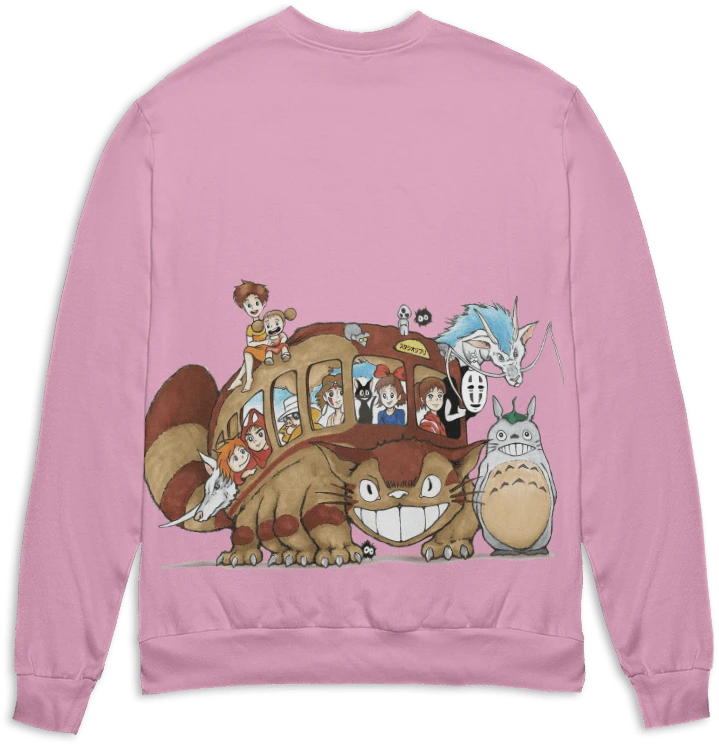 Ghibli Characters On Cat Bus 3D Sweater 2 Ghibli Characters On Cat Bus 3D Sweater - Image 2