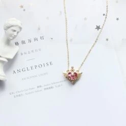 Sailor Moon Tsukino Usagi Cosplay Necklace -Ghibli Anime Sailor Moon pendant Cosplay accessories prop Tsukino Usagi Heart shaped jewelry necklace