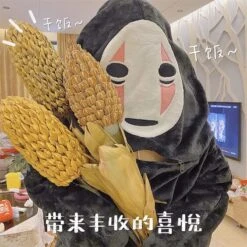 Spirited Away No Face Man Flannel Cosplay Costume -Ghibli Anime Spirited Away Kigurumi Pajamas No Face Man Plush Winter Flannel Adult Cartoon Anime Cosplay Costume.jpg Q90.jpg 1