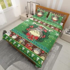 My Neighbor Totoro Green Christmas Bedding -Ghibli BEDSET 605 MOCKUP 3