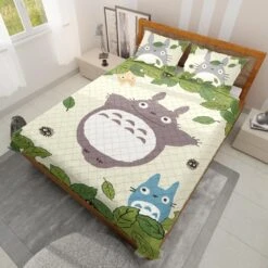 Totoro And Friends Quilt Bedding Set -Ghibli BEDSET 648 MOCKUP 3