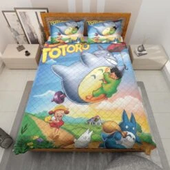 Umbrella Totoro Colorful Quilt Bedding Set