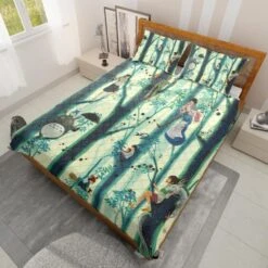 Totoro And Friends In The Jungle Quilt Bedding Set -Ghibli BEDSET 655 MOCKUP 3