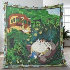My Neighbor Totoro In The Forest Quilt Blanket -Ghibli BLANKET 604 MOCKUP 1