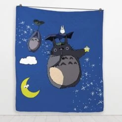 Umbrella Totoro Quilt Blanket -Ghibli BLANKET 653 MOCKUP 3