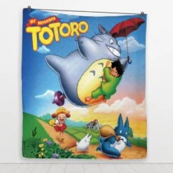 Umbrella Totoro Colorful Quilt Blanket -Ghibli BLANKET 654 MOCKUP 3