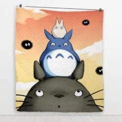 Totoro Family Quilt Blanket -Ghibli BLANKET 661 MOCKUP 3