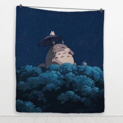 Totoro Flute Night Quilt Blanket -Ghibli BLANKET 662 MOCKUP 3