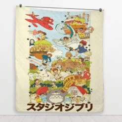Studio Ghibli Compilation Quilt Blanket -Ghibli BLANKET 708 MOCKUP 3