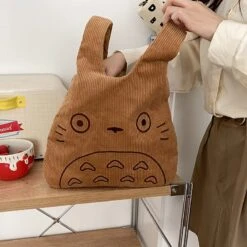 My Neighbor Totoro Cartoon Corduroy Tote Bag -Ghibli Canvas Tote Bags for Women 2022 Corduroy Large Ladies Cotton Cloth Handbag Cartoon Print Female Shoppers 6