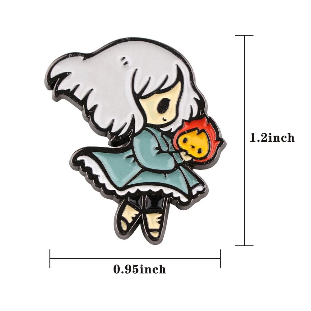 Howl’s Moving Castle – Chibi Sophie And Calcifer Badge Pin 2 Howl’s Moving Castle – Chibi Sophie And Calcifer Badge Pin - Image 2