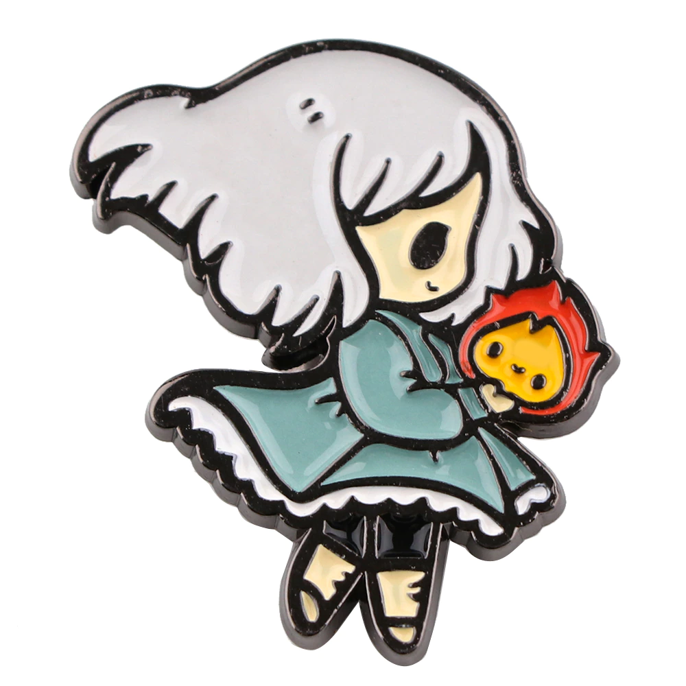 Howl’s Moving Castle – Chibi Sophie And Calcifer Badge Pin 1 Howl’s Moving Castle – Chibi Sophie And Calcifer Badge Pin