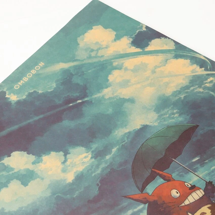 Totoro And The Girls Flying In The Sky Kraft Paper Poster 4 Totoro And The Girls Flying In The Sky Kraft Paper Poster - Image 4