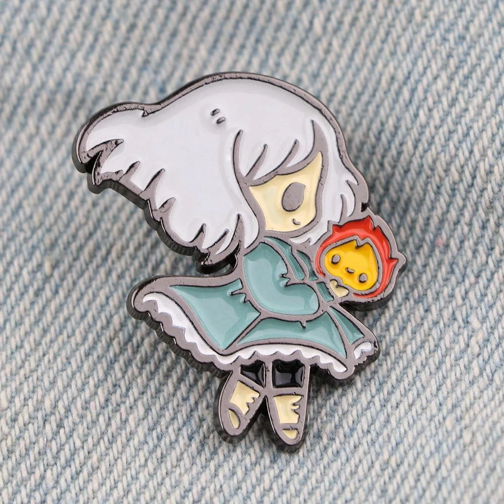 Howl’s Moving Castle – Chibi Sophie And Calcifer Badge Pin 6 Howl’s Moving Castle – Chibi Sophie And Calcifer Badge Pin - Image 6