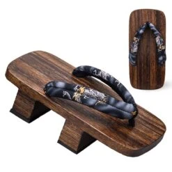 Naruto Cosplay Props Japanese Handmade Wooden Geta Clogs For Men With Socks -Ghibli Japan Samurai Paulownia Dragon Print Geta Clogs for Man Wooden Naruto Sandals Outdoor Ethnic Cosplay Chinese 1