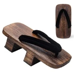 Naruto Cosplay Props Japanese Handmade Wooden Geta Clogs For Men With Socks