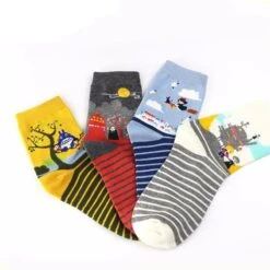 Studio Ghibli Socks 4pairs/set -Ghibli PEONFLYNewStripedcartoonfairytaleAnimationTotorosoxAutumnSummerSouthKoreanwomensFashion 2nd 1