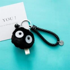 Spirited Away Soot Sprites Plush Keychain With Accessories -Ghibli Plush Keychains Spirited Away Miyazaki Hayao Totoro Small Pedants Briquette Black Carbon Coal Ball Elf Doll 1