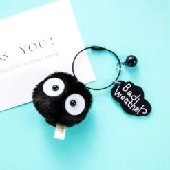 Spirited Away Soot Sprites Plush Keychain With Accessories -Ghibli Plush Keychains Spirited Away Miyazaki Hayao Totoro Small Pedants Briquette Black Carbon Coal Ball Elf Doll 4