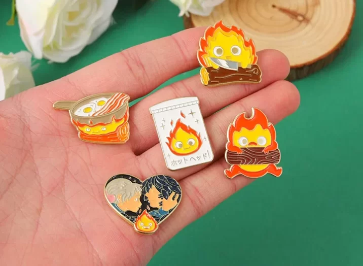 Howl’s Moving Castle Naughty Calcifer Badge Pins 5pcs/set 4 Howl’s Moving Castle Naughty Calcifer Badge Pins 5pcs/set - Image 4
