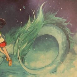 Spirited Away Chihiro And Haku Kraft Paper Poster -Ghibli TIE LER Famous Hayao Miyazaki Anime Movie Spirited Away Kraft Paper Poster Decorative Painting Wall Stickers 4