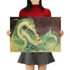 Spirited Away Chihiro And Haku Kraft Paper Poster