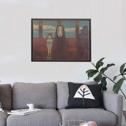 Spirited Away No Face And Chihiro Retro Poster -Ghibli TIE LER Spirited Away No Face Man Classic Cartoon Film Kraft Paper Bar Poster Retro Wall 3