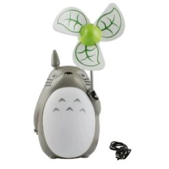 My Neighbor Totoro Night Light With Leaf Fan -Ghibli Totoro cartoon fan creative charging LED night light electric fan lamp mute student dormitory USB Fan 1.jpg Q90 1.jpg 1