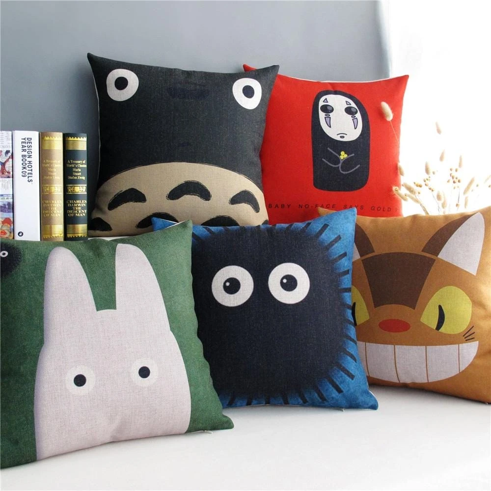 Ghibli Characters Watercolor Pillow Cover 1 Ghibli Characters Watercolor Pillow Cover