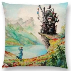 Studio Ghibli Watercolor Throw Pillow Cover -Ghibli productimage417978512 2nd