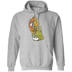 Totoro And The Big Leaf Cute Drawing Hoodie