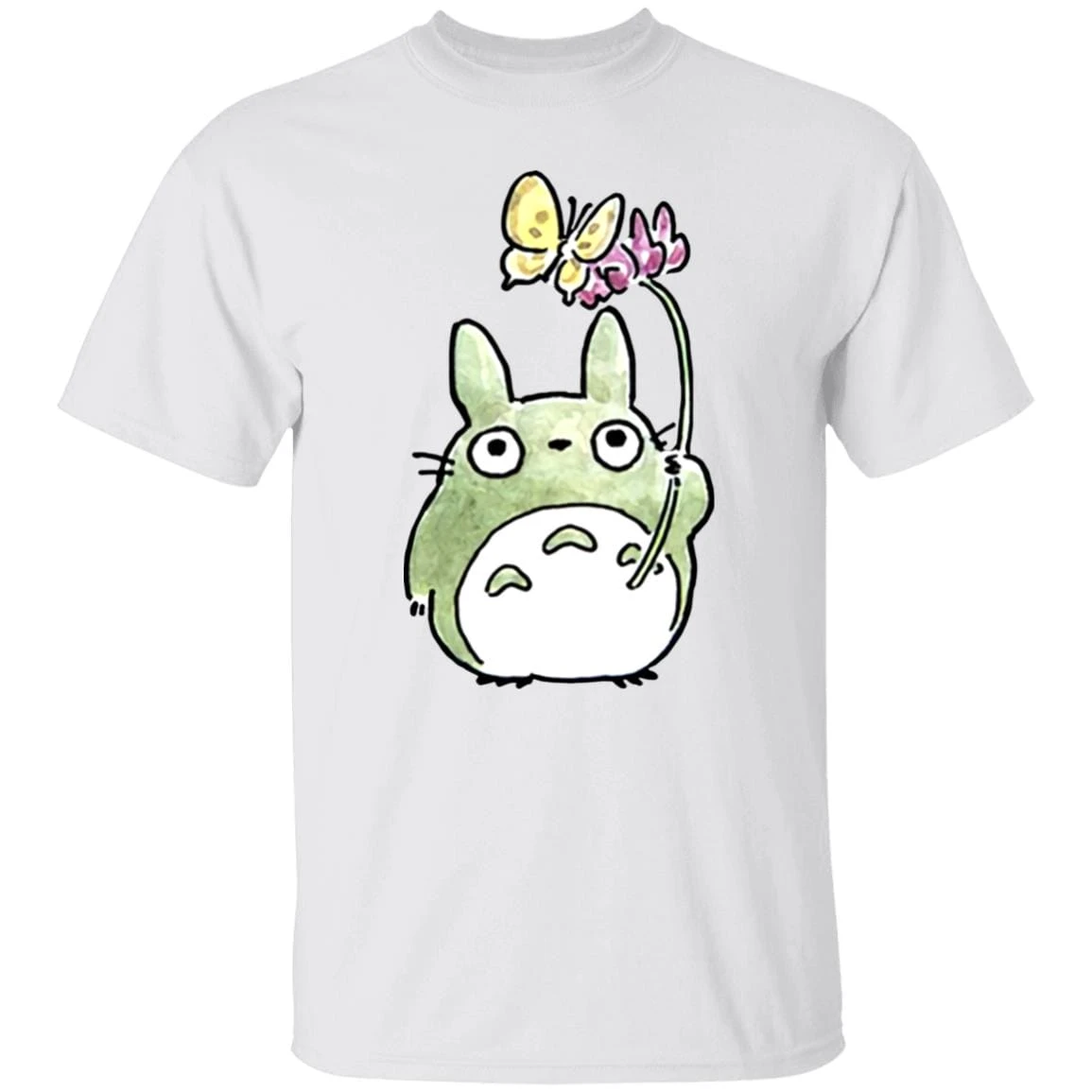 Totoro With Butterfly Cute Drawing T Shirt 2 Totoro With Butterfly Cute Drawing T Shirt - Image 2