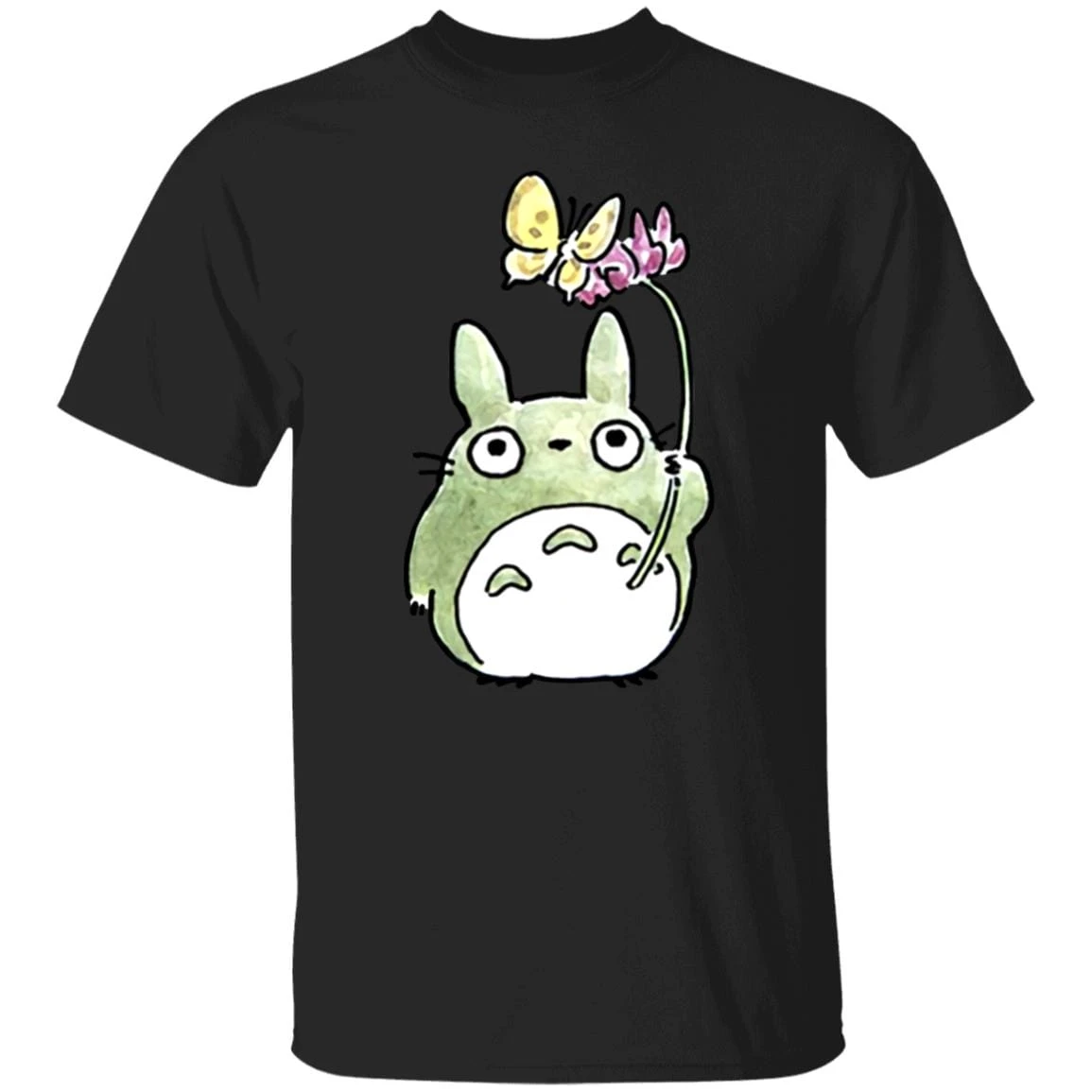 Totoro With Butterfly Cute Drawing T Shirt 3 Totoro With Butterfly Cute Drawing T Shirt - Image 3