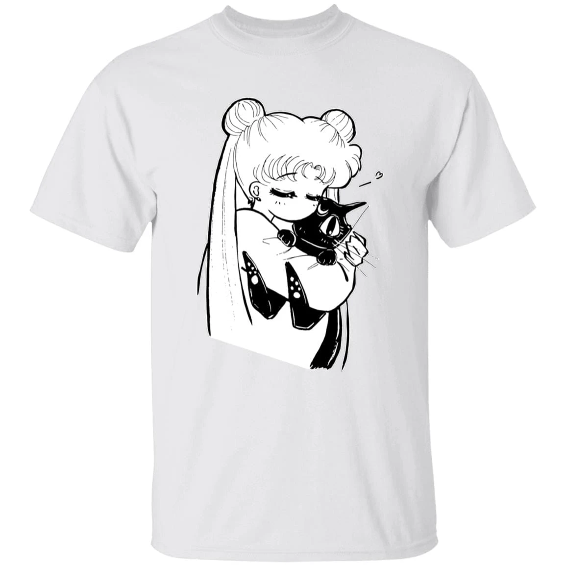 Sailor Moon – Usagi Hugging Luna T Shirt 2 Sailor Moon – Usagi Hugging Luna T Shirt - Image 2