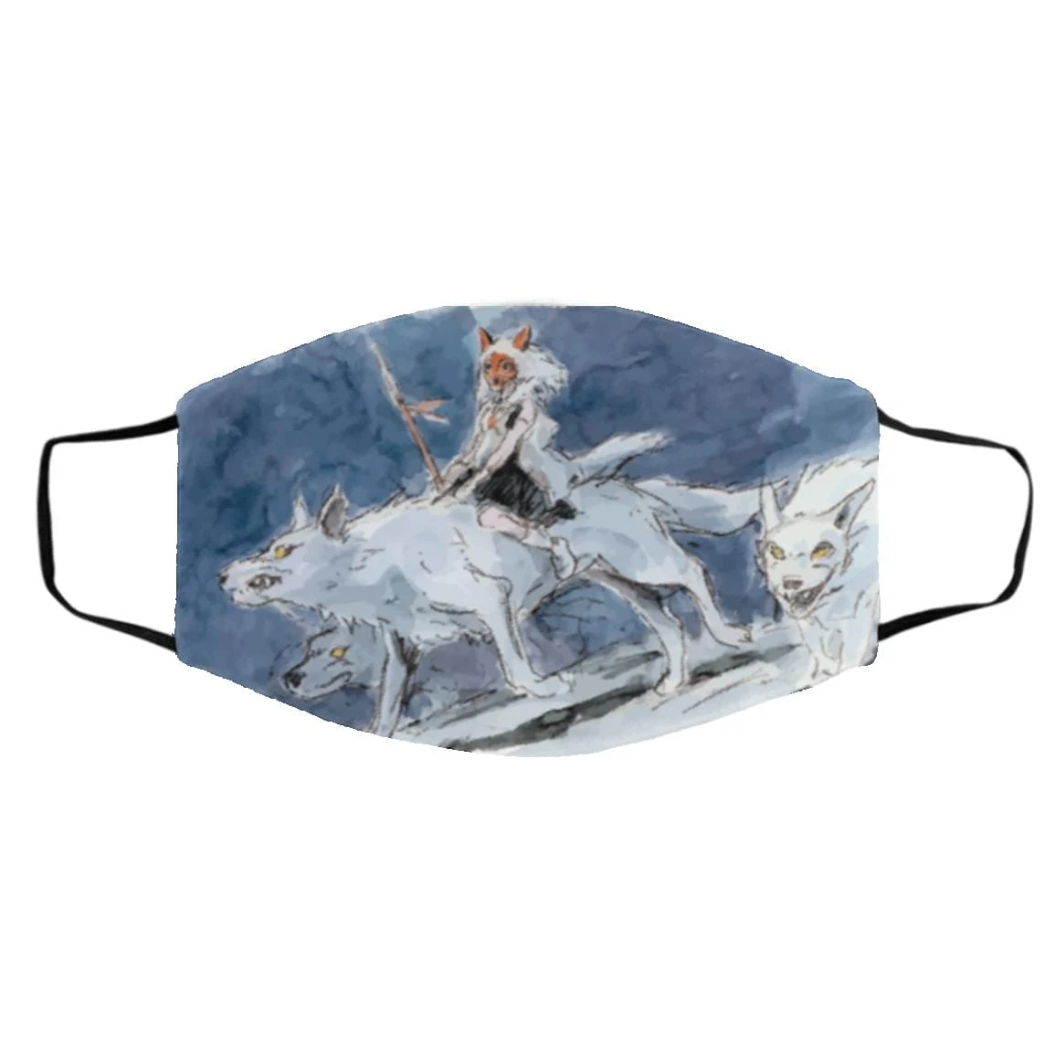 Princess Mononoke Water Color Art Face Mask 2 Princess Mononoke Water Color Art Face Mask - Image 2