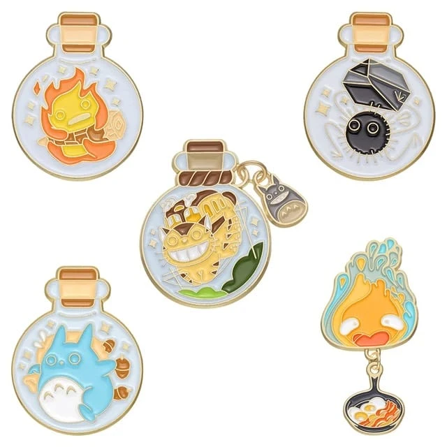 Ghibli Cute Characters Badge Pin Set 5pcs 1 Ghibli Cute Characters Badge Pin Set 5pcs